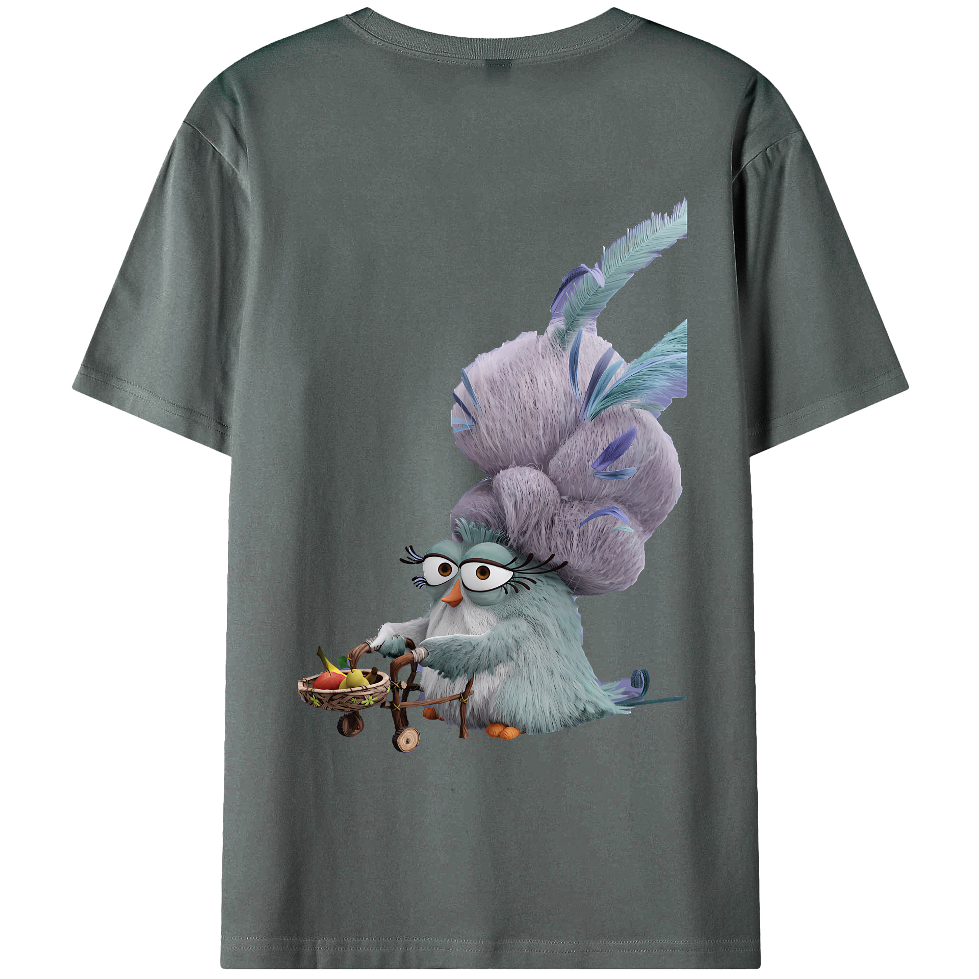 （画像用） Angry Birds アングリーバード 綿100％ メンズ半袖Tシャツ（バックプリント） 通気性